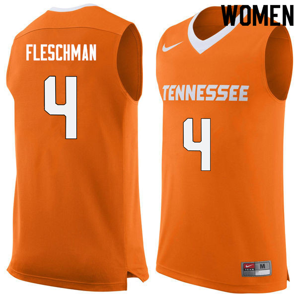 Women #4 Jacob Fleschman Tennessee Volunteers College Basketball Jerseys Sale-Orange